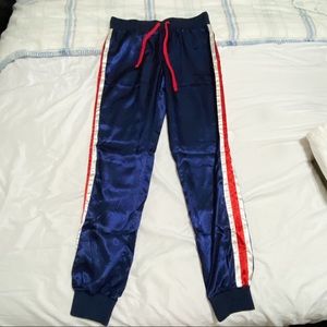 Almost Famous Satin Navy Blue Joggers